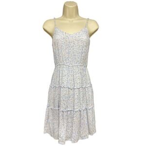 Pink Rose Blue Floral Sleeveless summer Dress